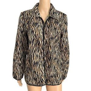 Chico’s Women's Reversible Open Front Quilted Collared Jacket 100% cotton size L